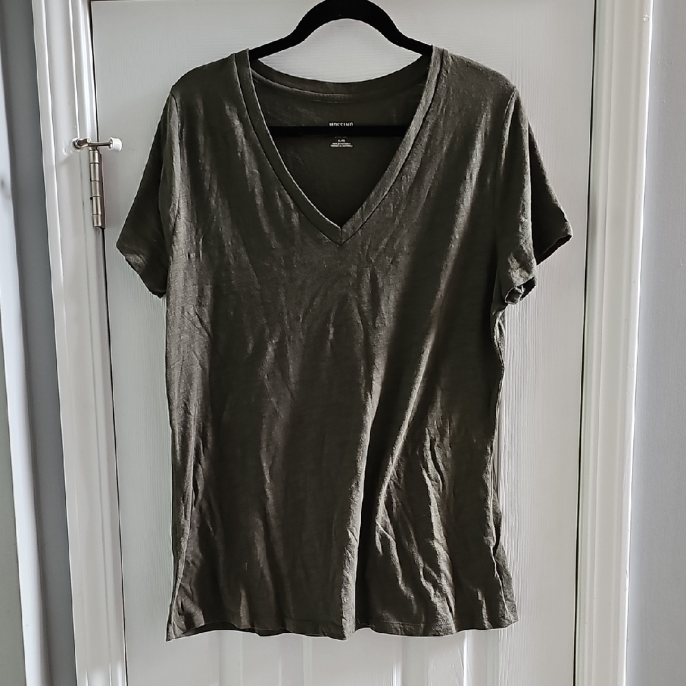 Mossimo Supply Co. Olive V-Neck Tee